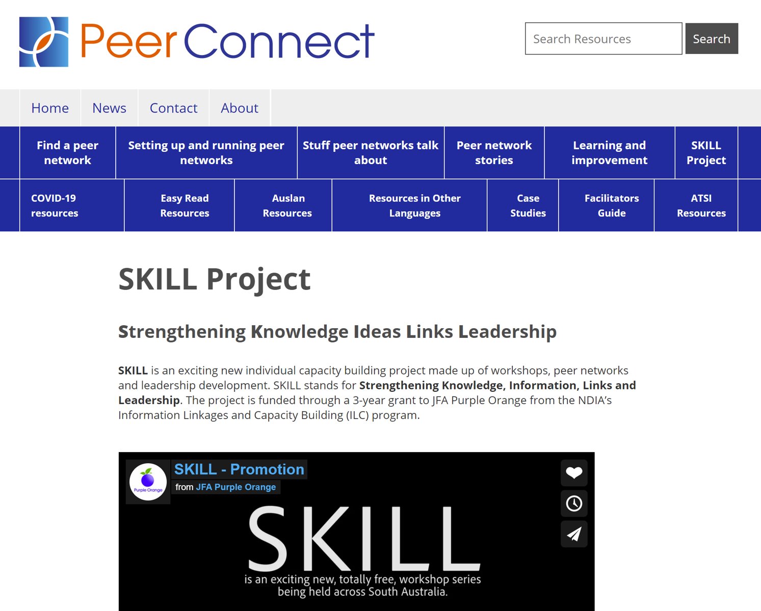 Image of the Peer Connect website home page